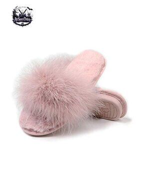 Faux Fur Open Toe Slippers Memory Foam Fluffy House Sandals